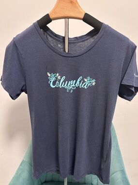 Columbia Navy Short-Sleeve Tee with Light Blue Floral Logo